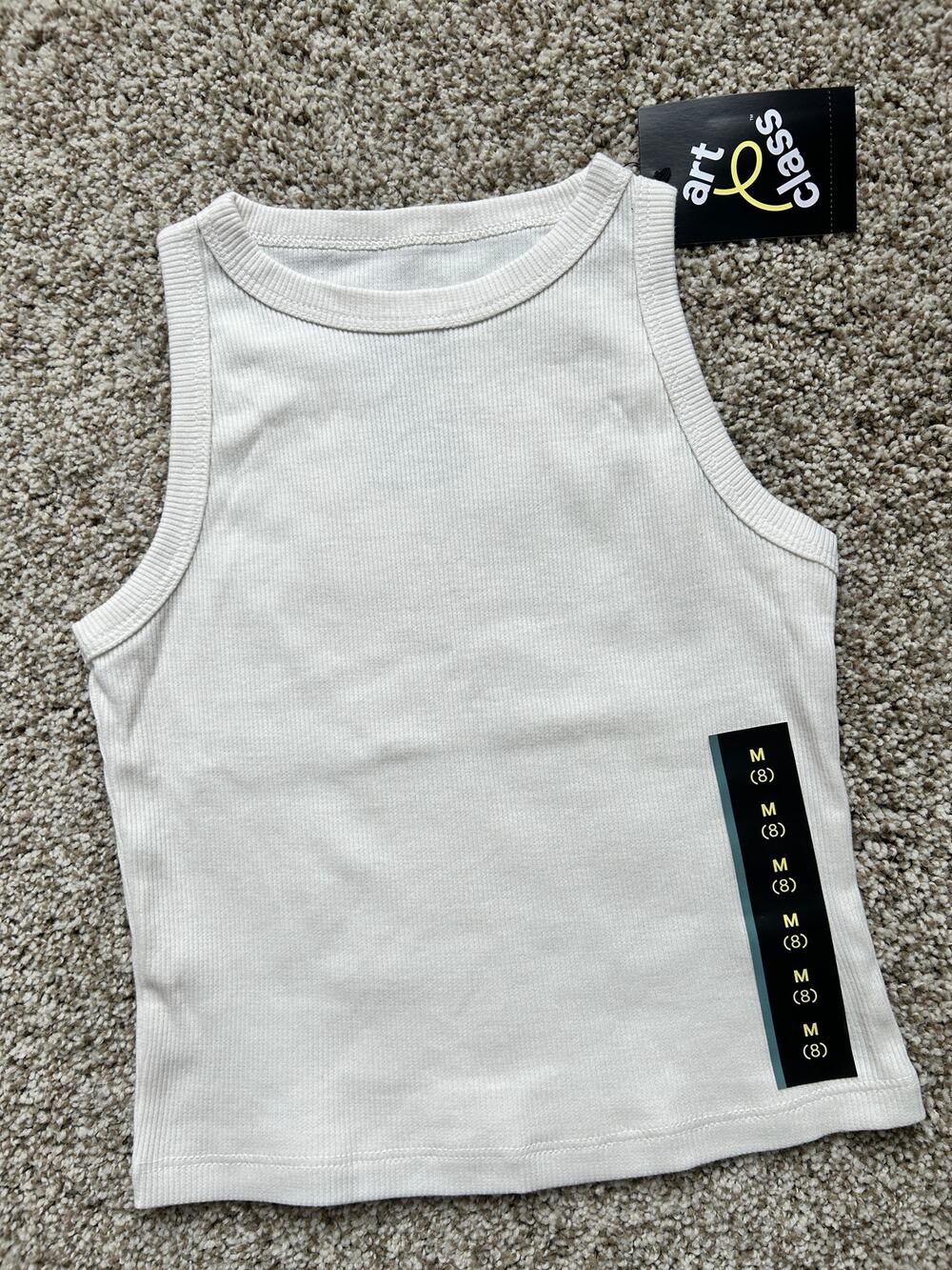 NWT Art Class White Ribbed Tank Top, Size 8